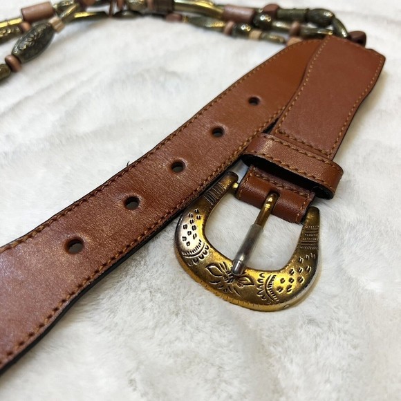 The Limited Vintage Leather Beaded Belt Women’s M Boho - Picture 3 of 7